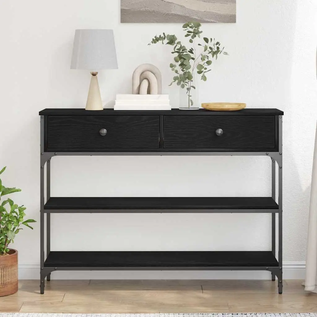 Console Table End Table Black Industrial Design Engineered Wood Steel Frame