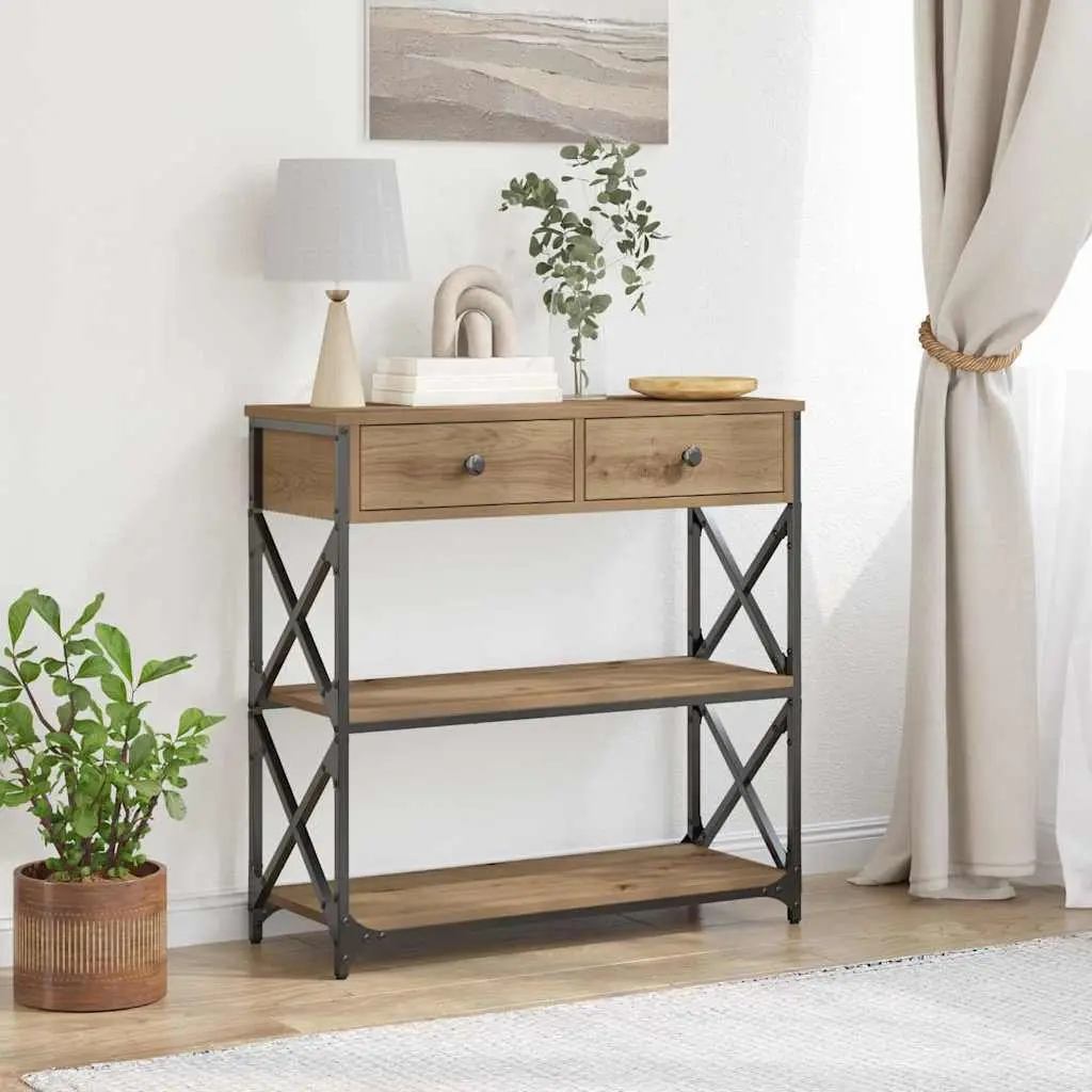 Rustic Wooden End Table Console Storage Accent Side Table Living Room Bedroom