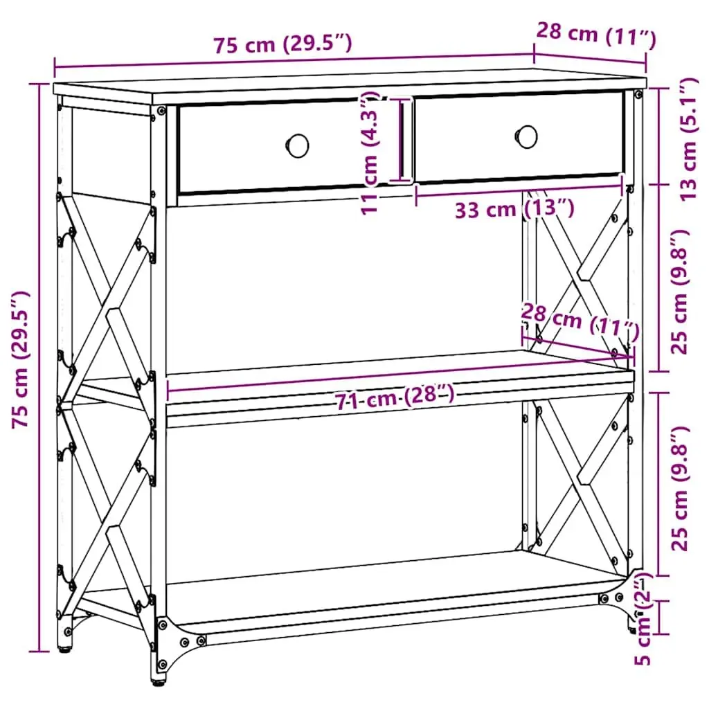 Rustic Wooden End Table Console Storage Accent Side Table Living Room Bedroom
