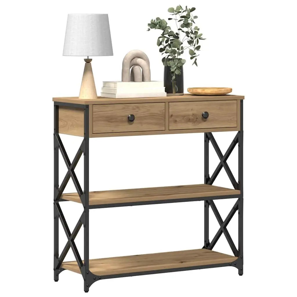 Rustic Wooden End Table Console Storage Accent Side Table Living Room Bedroom