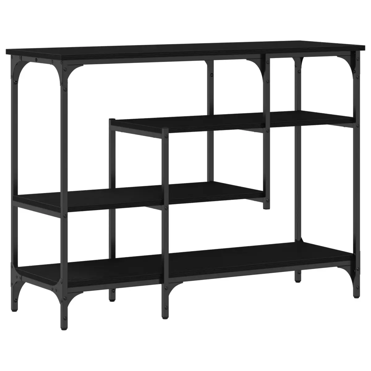 Console Table Black 100x35x75cm Industrial Shelf Storage Hallway Display