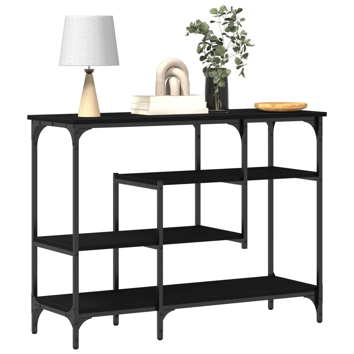 Console Table Black 100x35x75cm Industrial Shelf Storage Hallway Display
