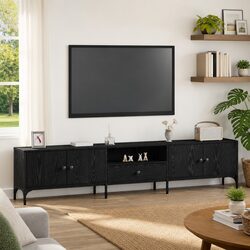 Practical Black Oak TV Cabinet with Storage Benefits