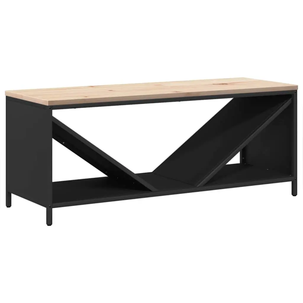 Firewood Rack Log Storage Holder 100.5x35.5x40cm Black Steel with Wooden Top