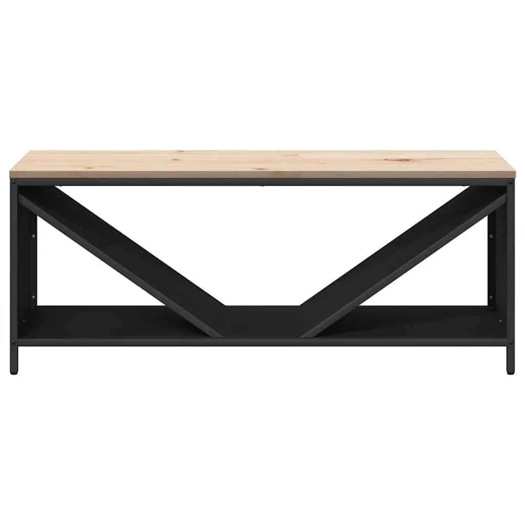 Firewood Rack Log Storage Holder 100.5x35.5x40cm Black Steel with Wooden Top