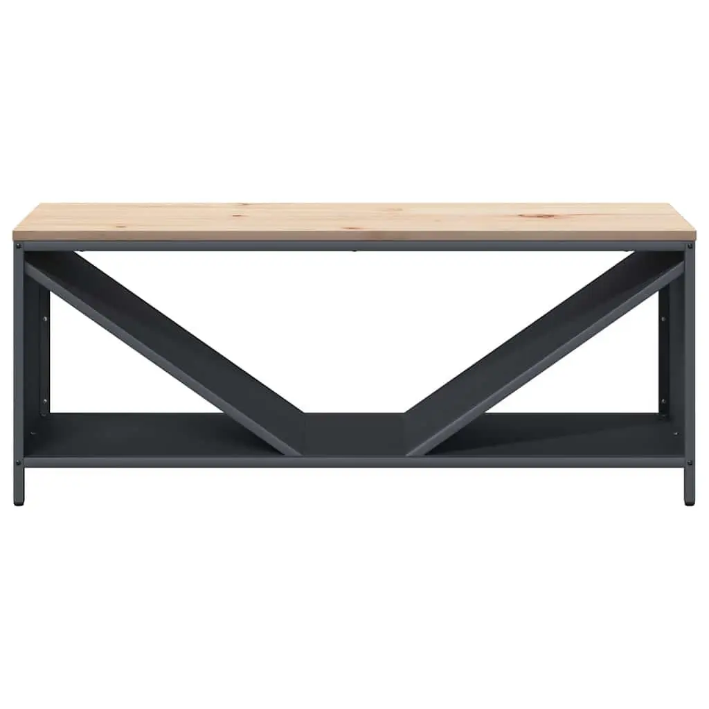 Log Rack Firewood Storage Holder Anthracite Steel Wooden Top 100.5 x 35.5 x 40 cm
