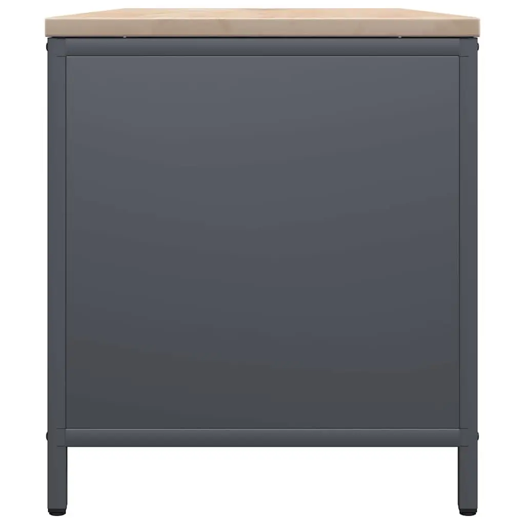 Log Rack Firewood Storage Holder Anthracite Steel Wooden Top 100.5 x 35.5 x 40 cm