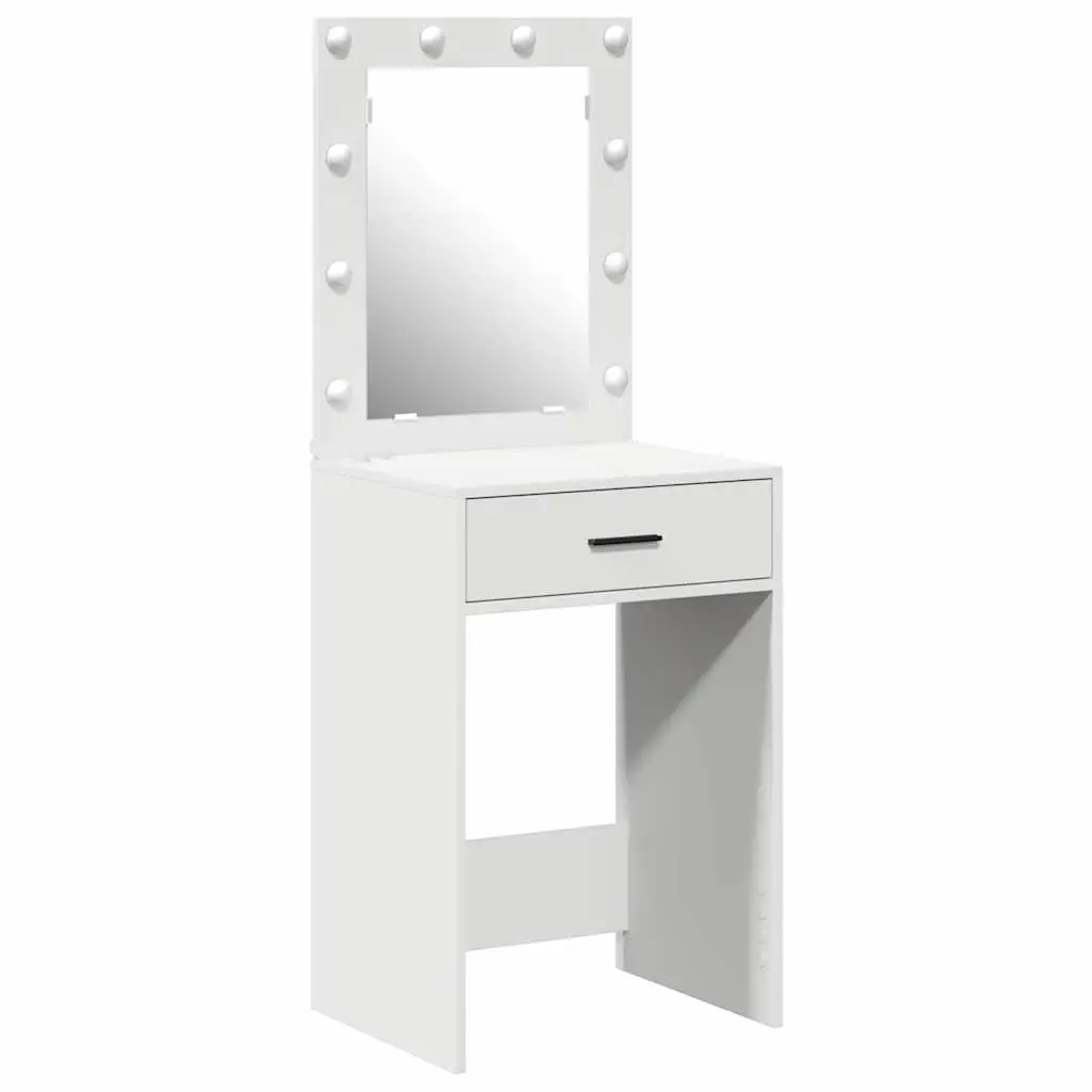 Dressing Table White Bedroom Vanity Unit Mirror Drawers LED Lights Storage