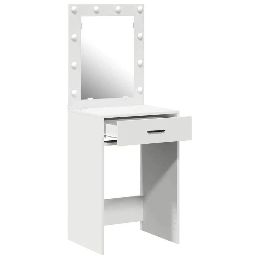 Dressing Table White Bedroom Vanity Unit Mirror Drawers LED Lights Storage