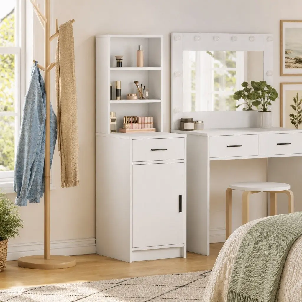 Highboard Storage Cabinet White 40 x 40.5 x 135cm Modern Furniture