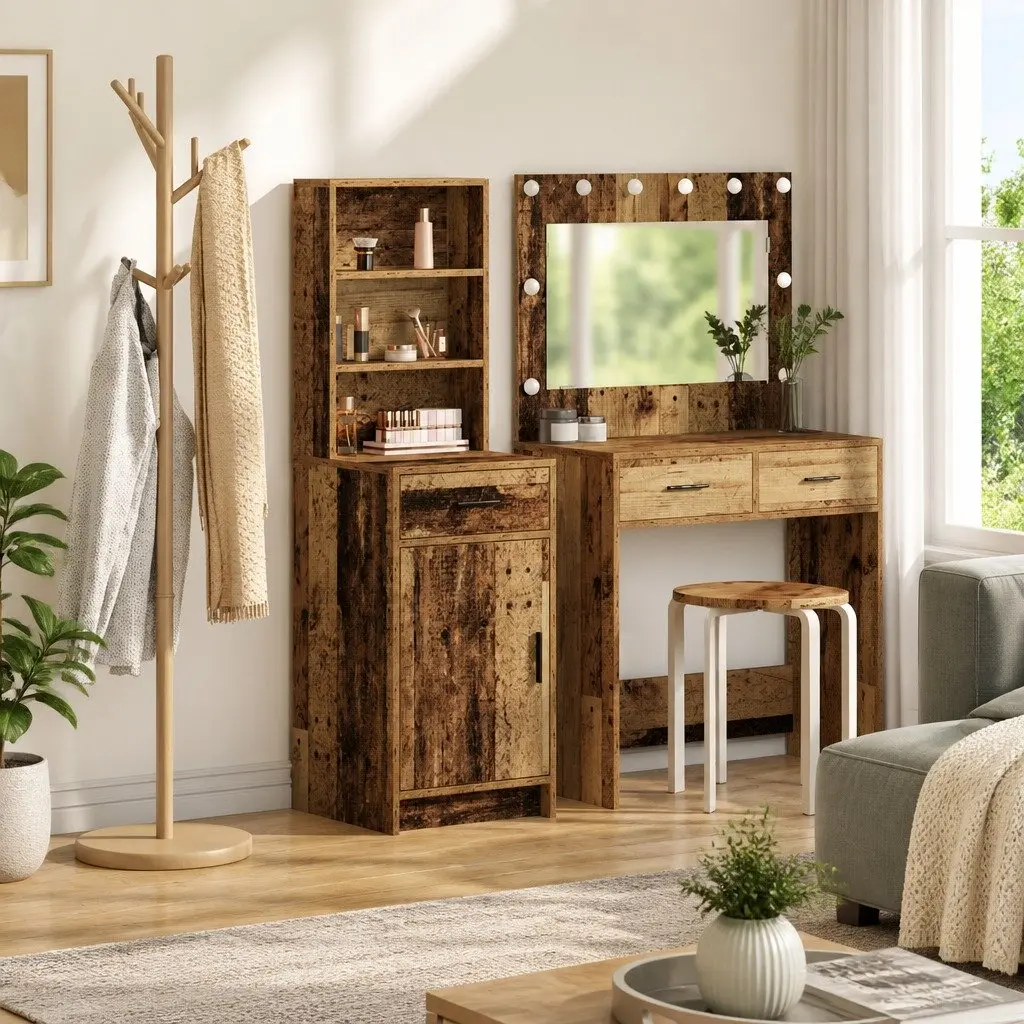 Highboard Old Wood Style Sideboard Buffet Cabinet 135cm Storage Cabinet Brown