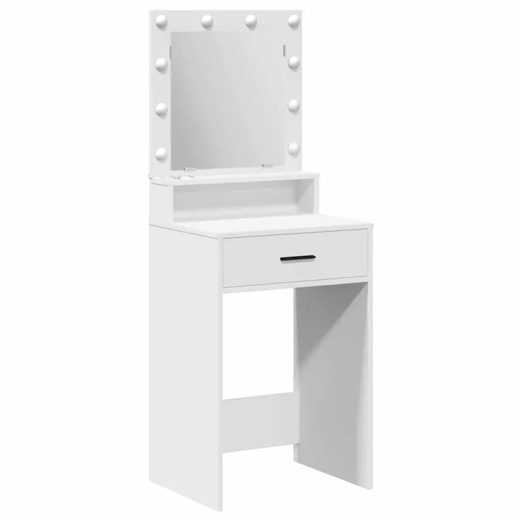 Dressing Table White Bedroom Vanity Unit with Drawers and LED Mirror Lights 50 x 41 x 135 cm