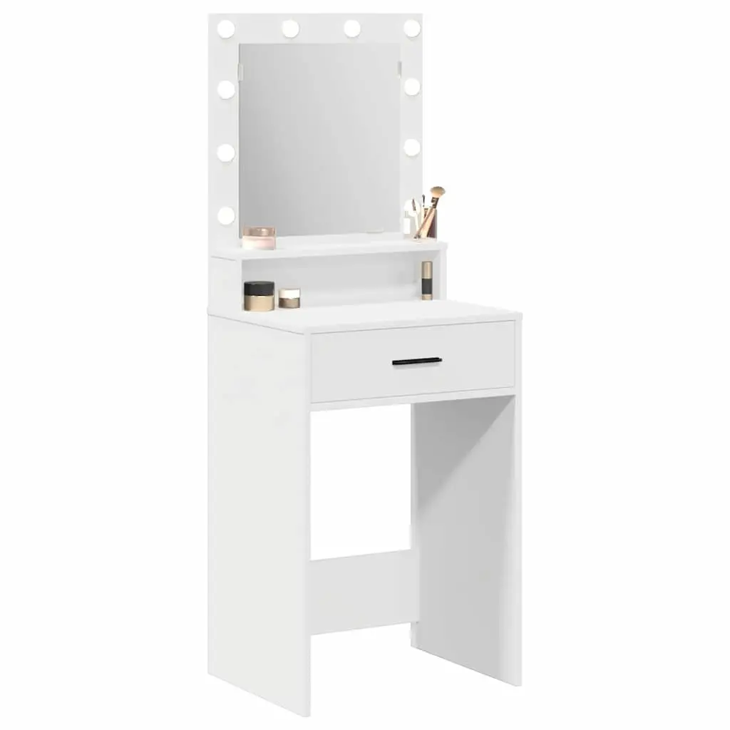 Dressing Table White Bedroom Vanity Unit with Drawers and LED Mirror Lights 50 x 41 x 135 cm