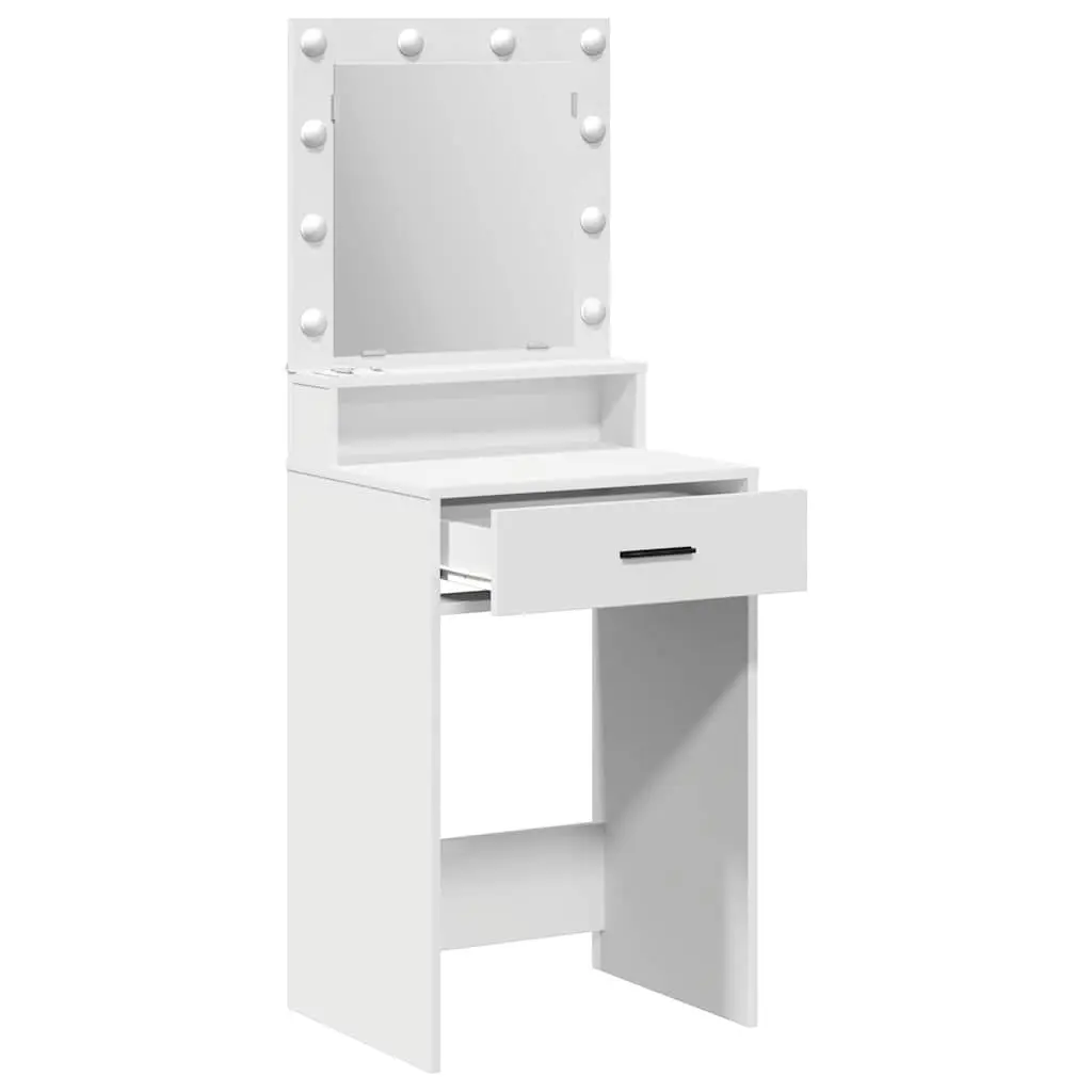 Dressing Table White Bedroom Vanity Unit with Drawers and LED Mirror Lights 50 x 41 x 135 cm