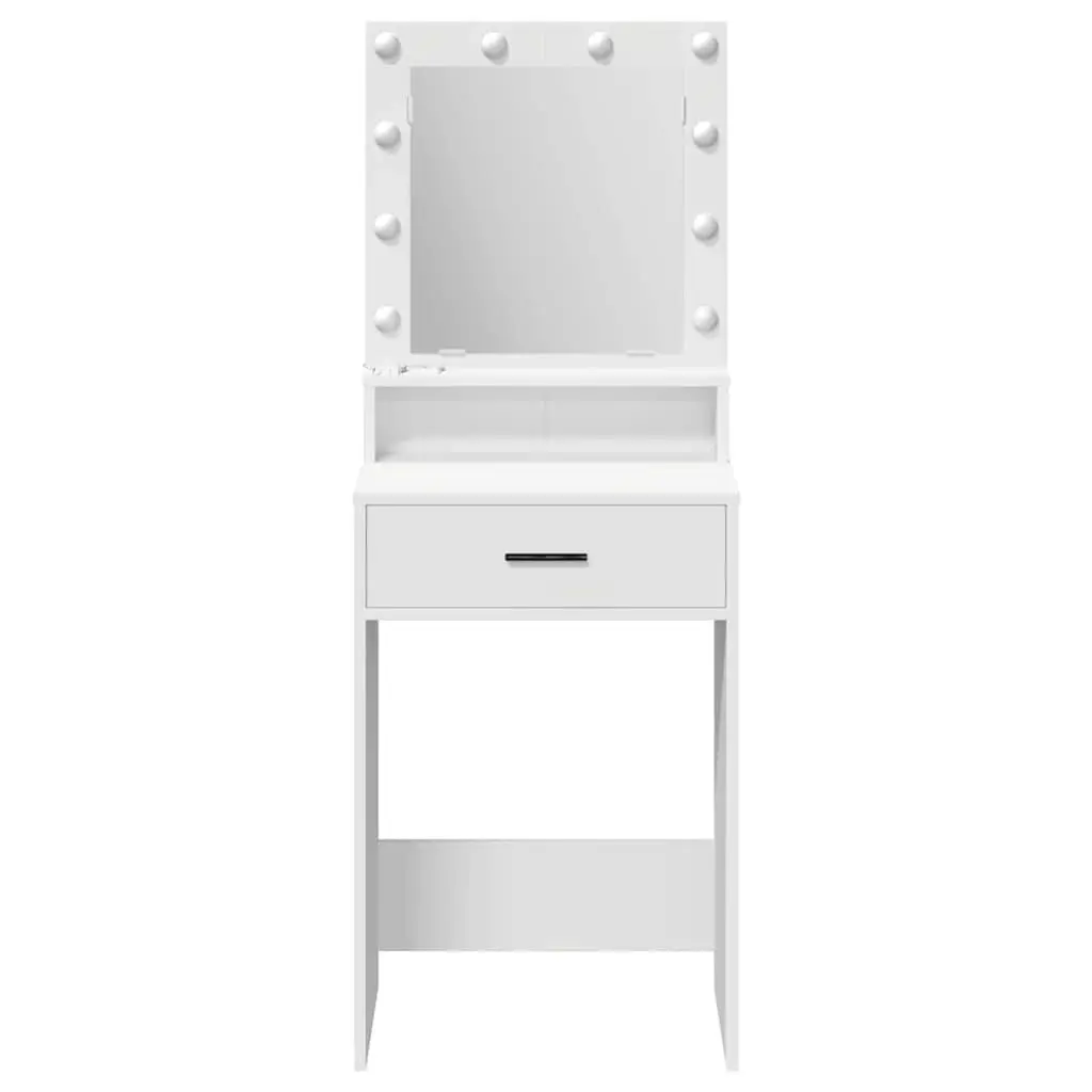 Dressing Table White Bedroom Vanity Unit with Drawers and LED Mirror Lights 50 x 41 x 135 cm