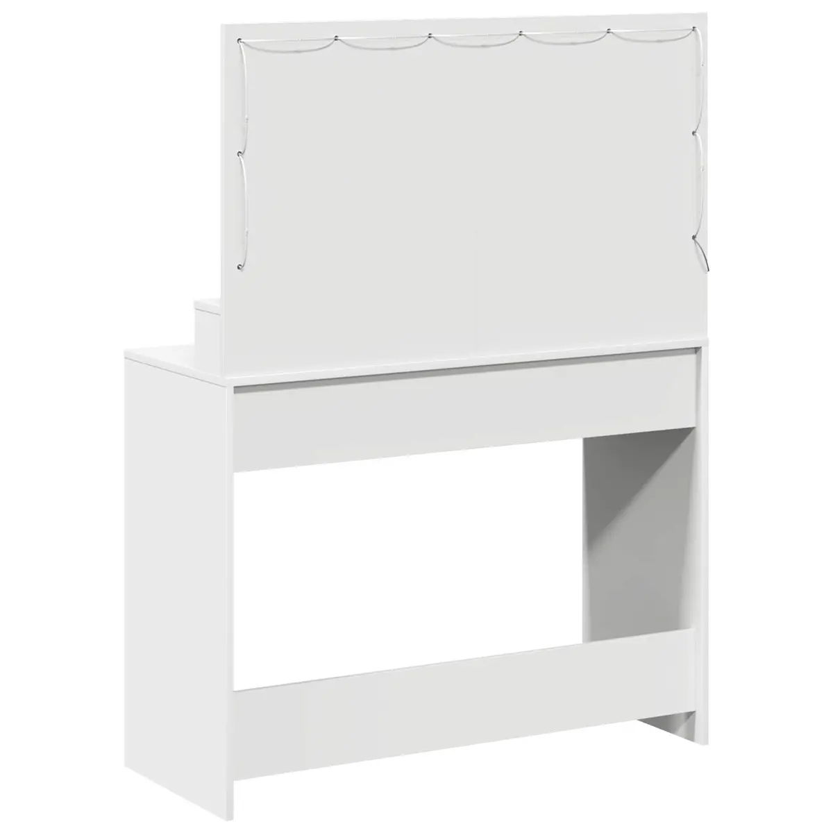 Dressing Table White Bedroom Vanity Integrated Mirror LED Lights Storage Shelves Modern