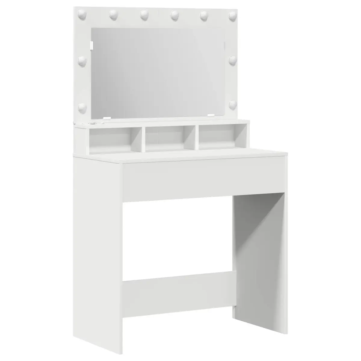 White Dressing Table with Integrated Mirror 78.5 x 41 x 135 cm