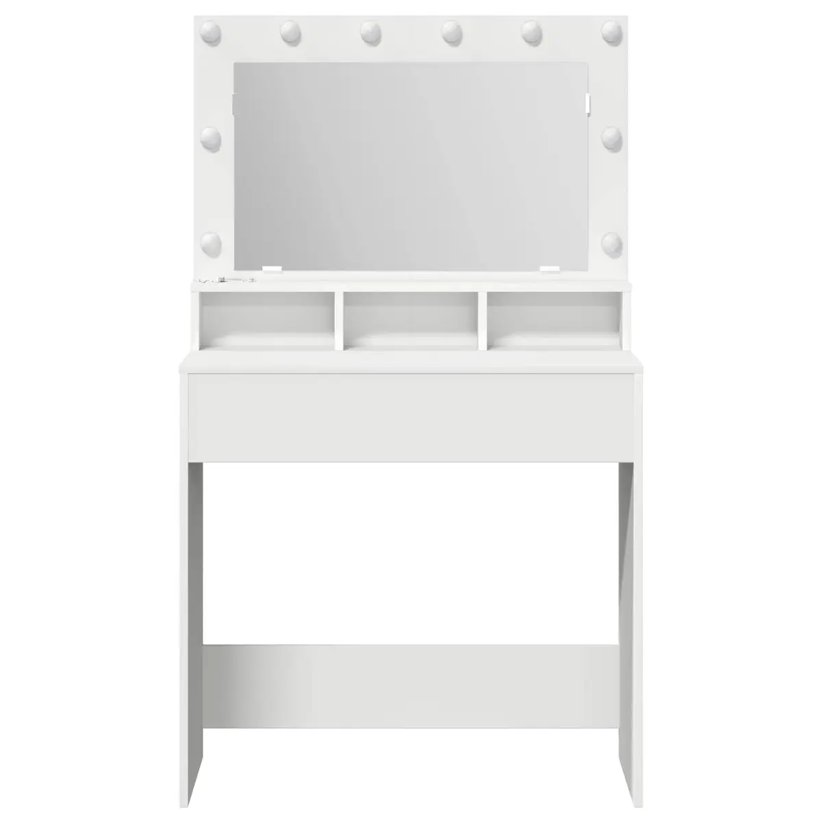 White Dressing Table with Integrated Mirror 78.5 x 41 x 135 cm