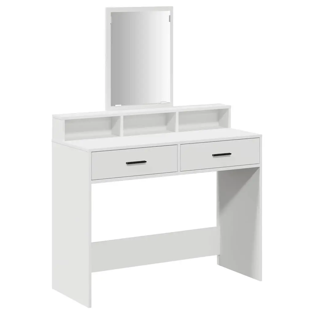Dressing Table Vanity Unit Storage with Mirror 100 x 41 x 140 cm White