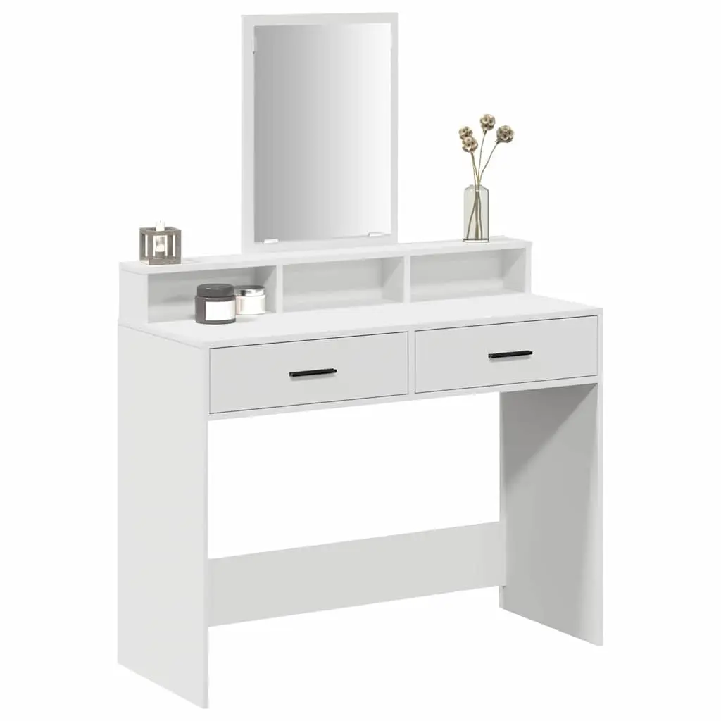Dressing Table Vanity Unit Storage with Mirror 100 x 41 x 140 cm White