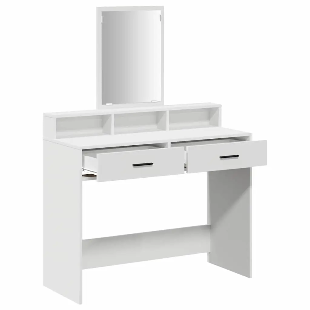 Dressing Table Vanity Unit Storage with Mirror 100 x 41 x 140 cm White