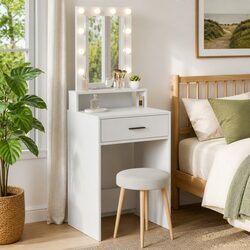 Reliable Dressing Table with LED Lights and Great Storage