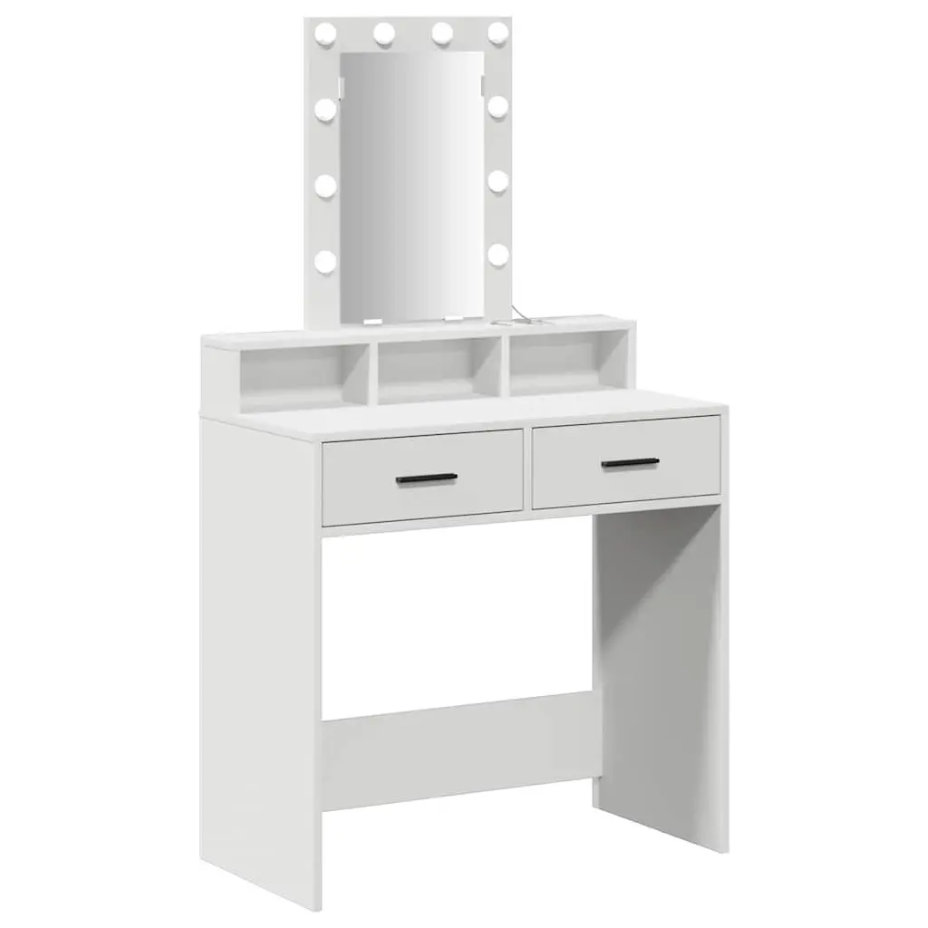 Dressing Table White Bedroom Vanity Unit with Mirror LED Lights and Drawers Storage