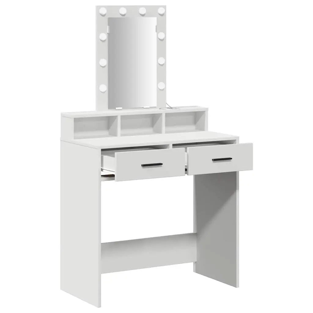Dressing Table White Bedroom Vanity Unit with Mirror LED Lights and Drawers Storage