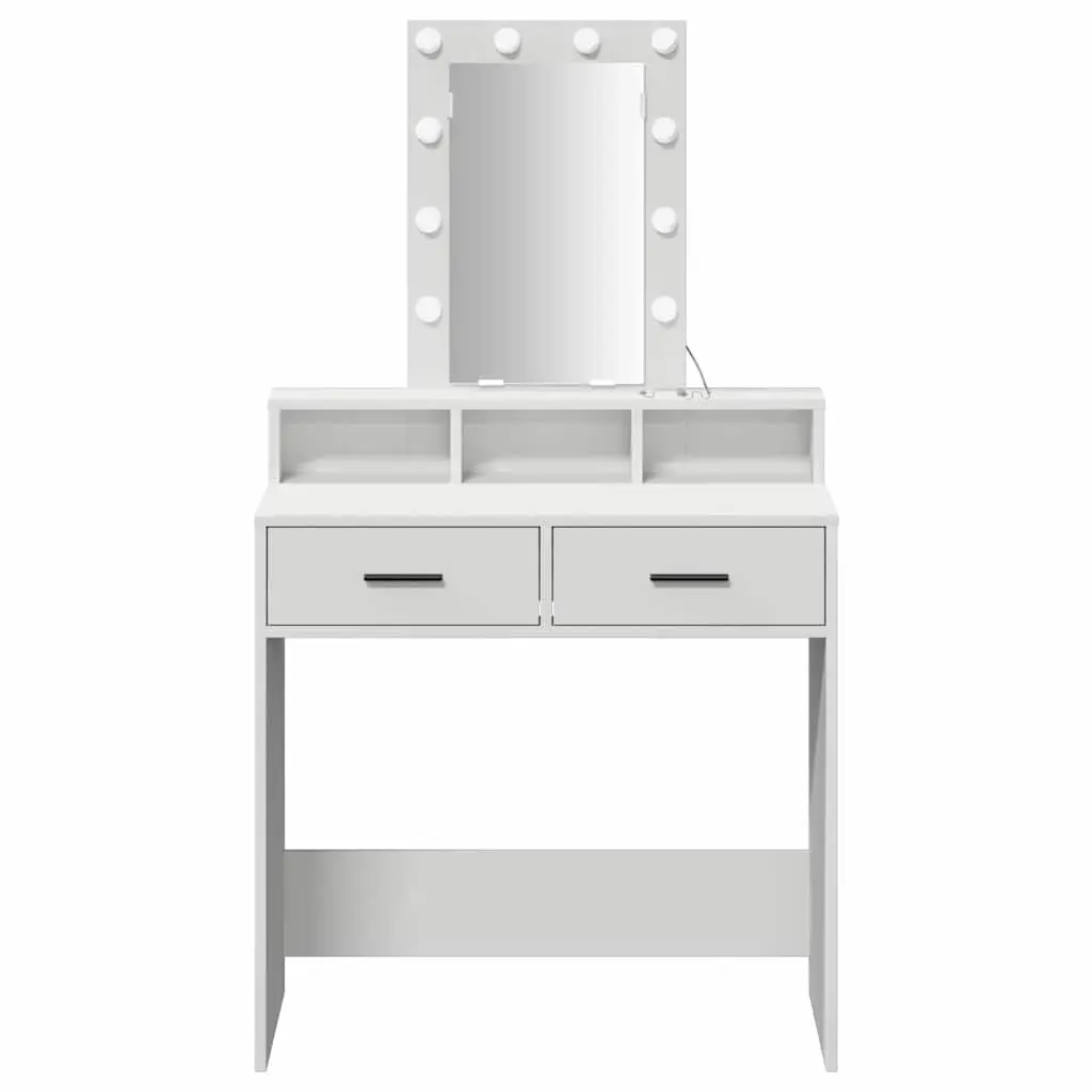 Dressing Table White Bedroom Vanity Unit with Mirror LED Lights and Drawers Storage
