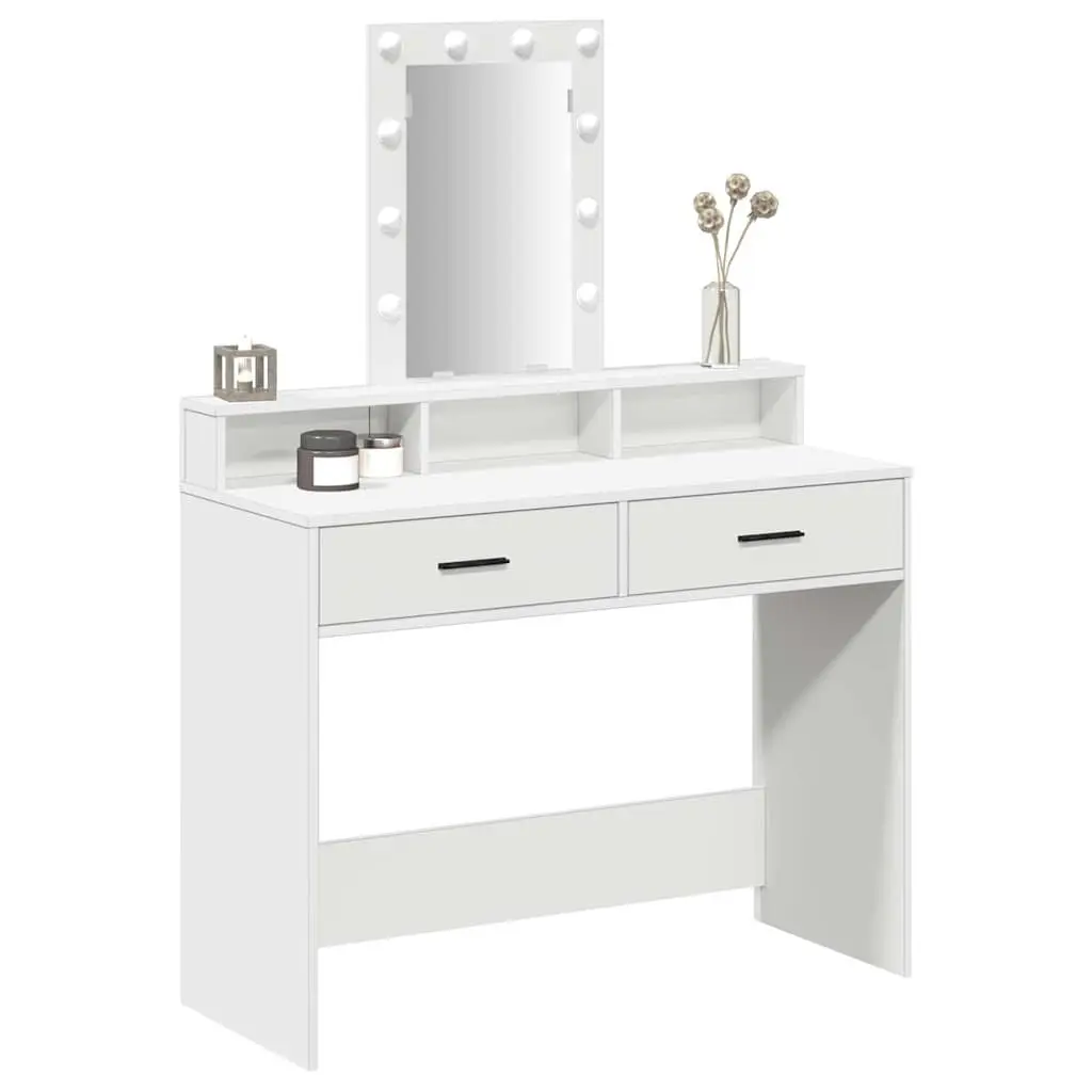 Dressing Table Bedroom Vanity LED Mirror White with Drawers USB Charging Port 100 x 41 x 140 cm