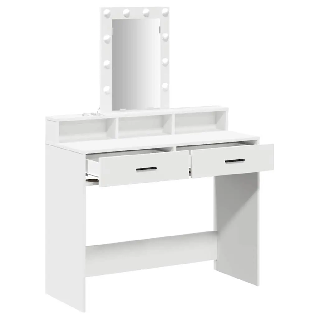 Dressing Table Bedroom Vanity LED Mirror White with Drawers USB Charging Port 100 x 41 x 140 cm