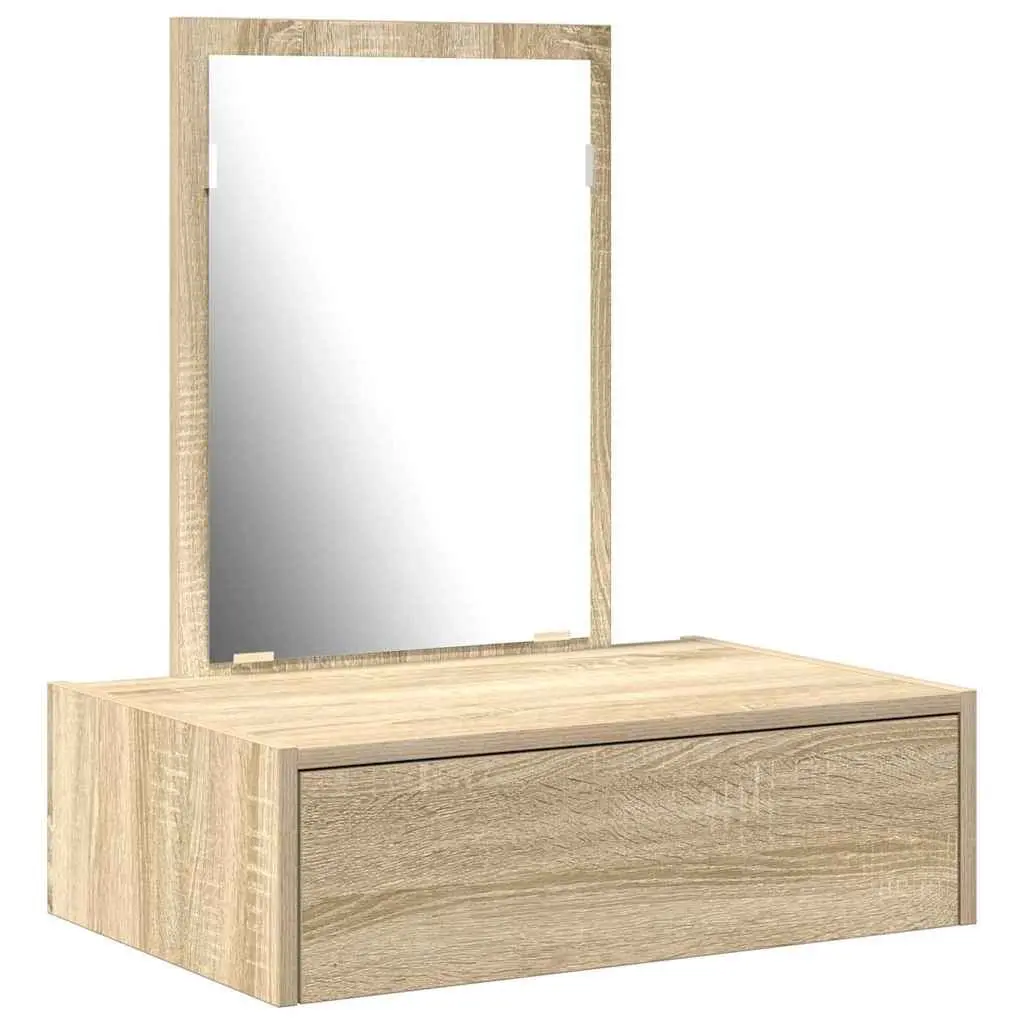 Dressing Table Bedroom Vanity Unit Brown Engineered Wood Mirror Drawers Storage