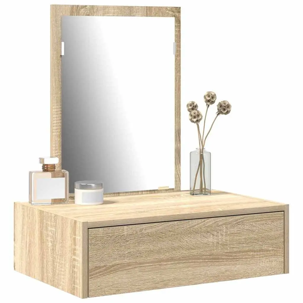 Dressing Table Bedroom Vanity Unit Brown Engineered Wood Mirror Drawers Storage