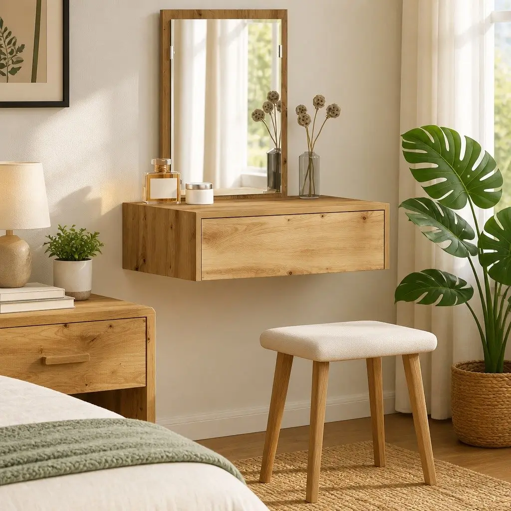 Brown Dressing Table with Storage Drawers