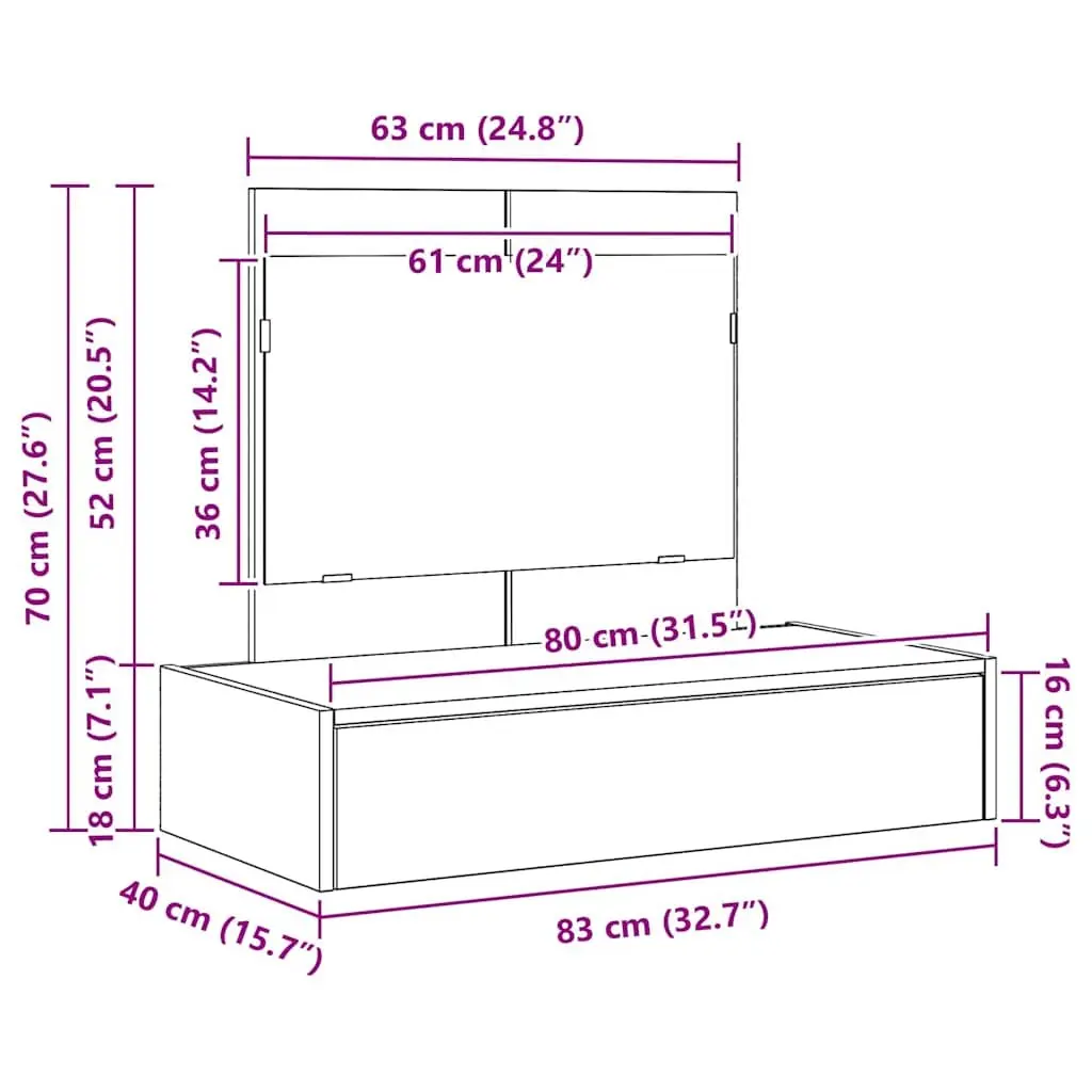 Dressing Table Modern Storage Makeup Console 83x40x70cm White