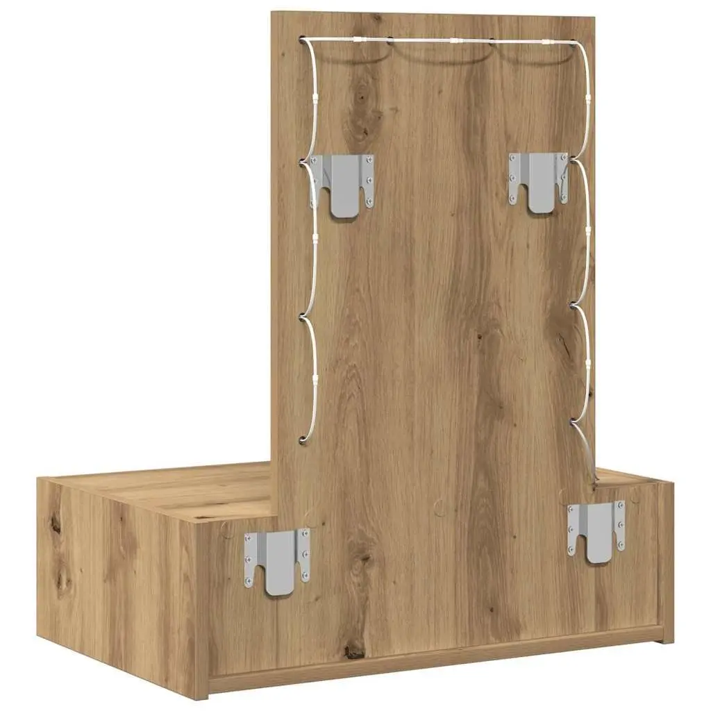 Dressing Table Brown Bedroom Vanity Storage Engineered Wood Modern Minimalist