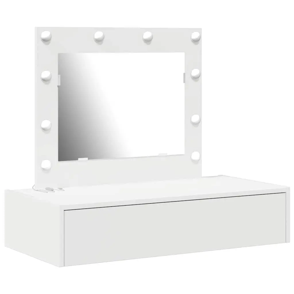 White Vanity Unit with Mirror and Storage Solutions