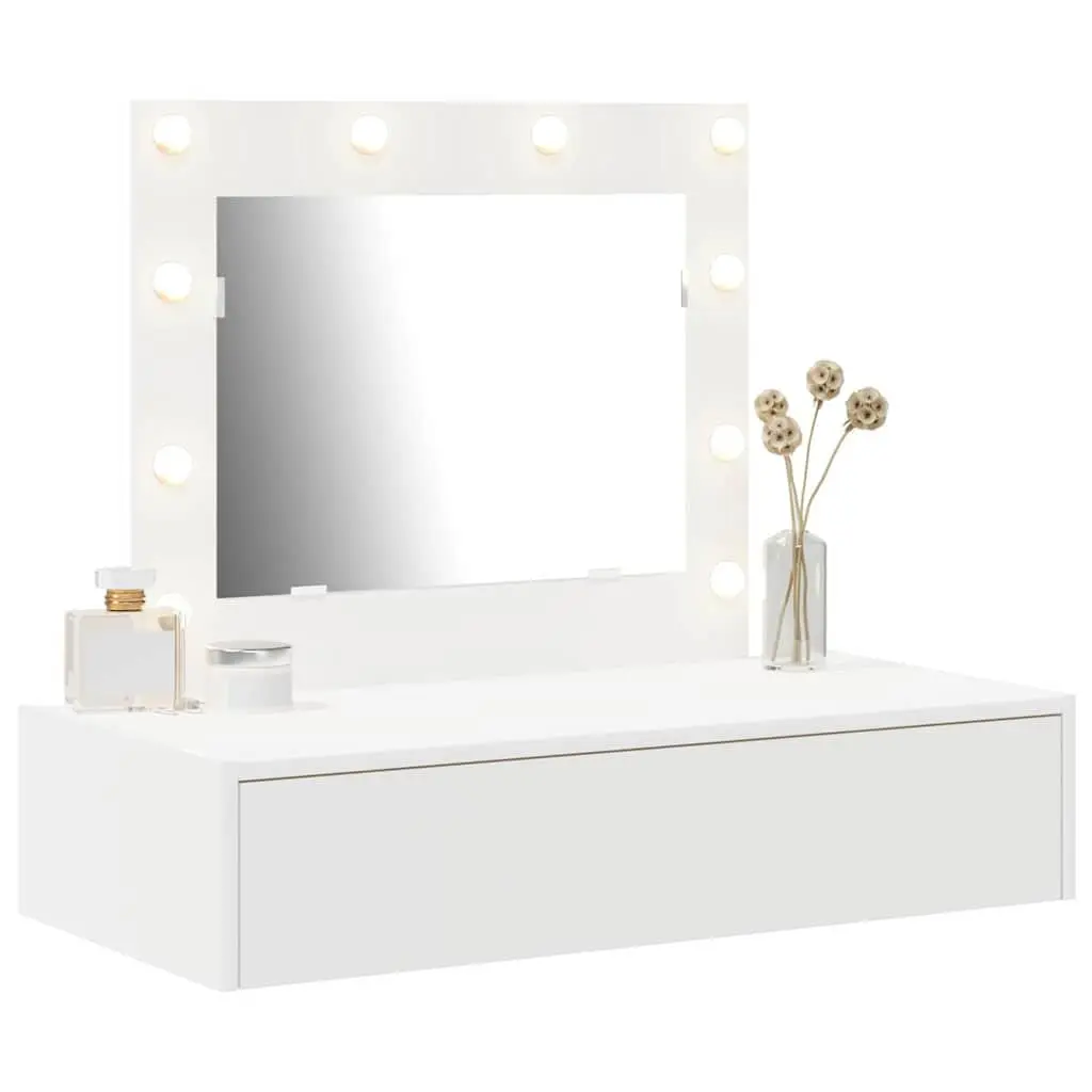White Vanity Unit with Mirror and Storage Solutions