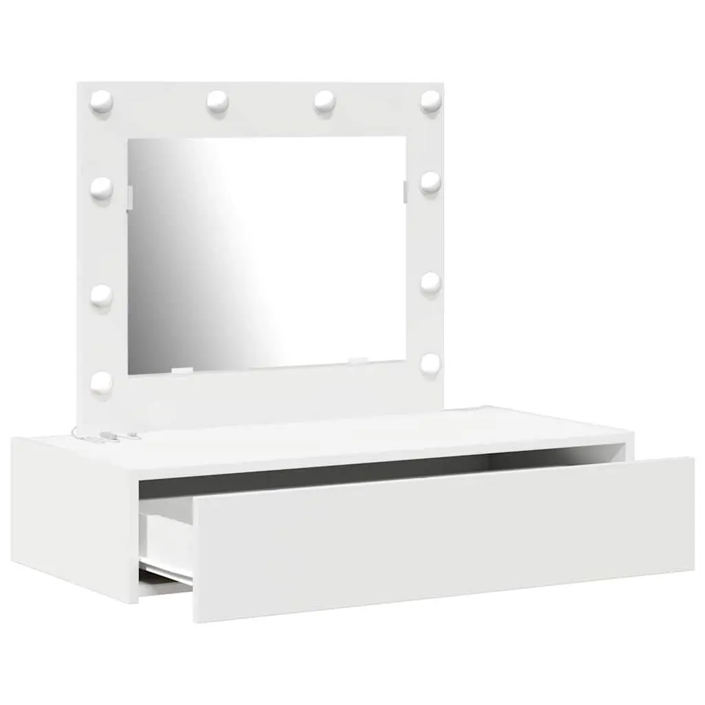 White Vanity Unit with Mirror and Storage Solutions