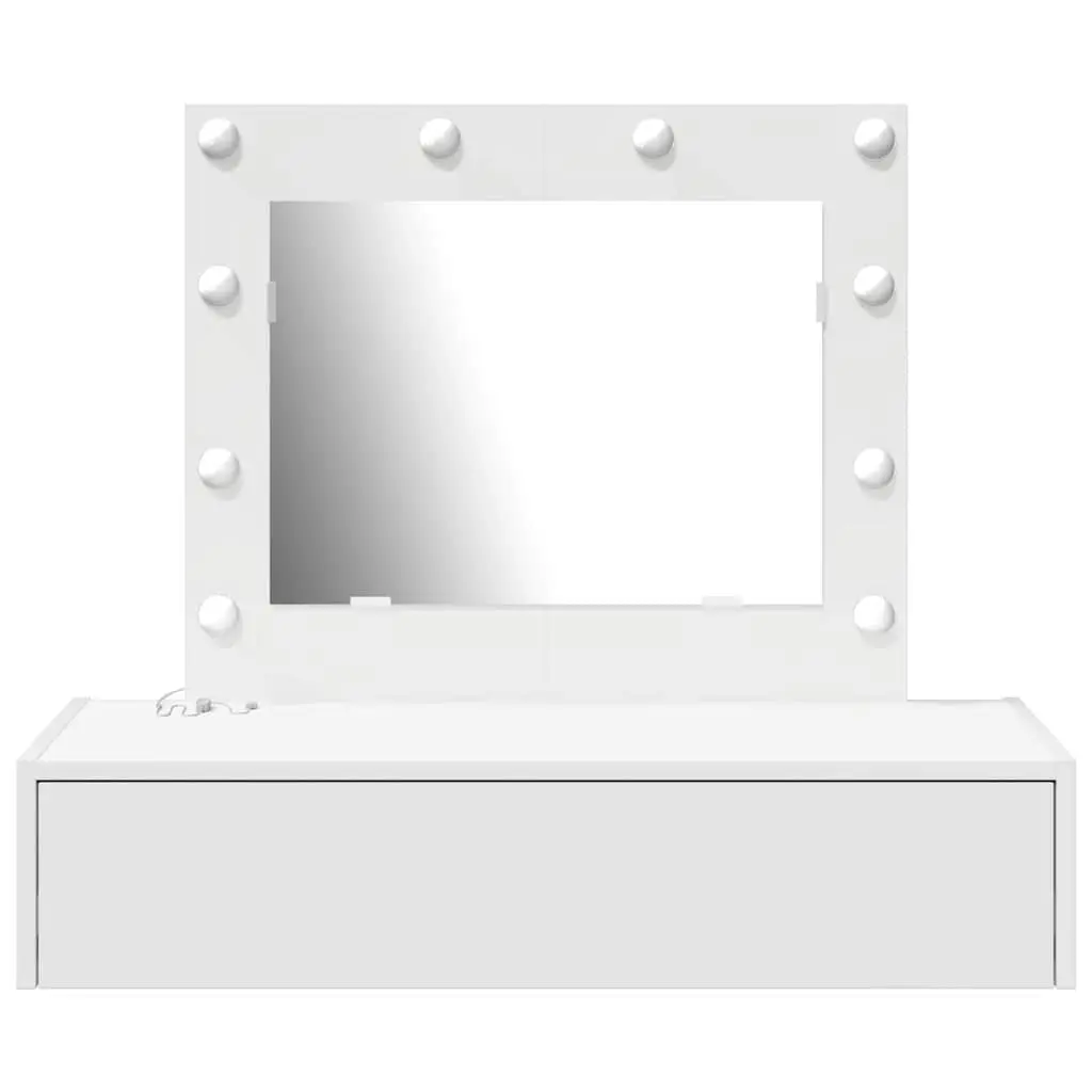 White Vanity Unit with Mirror and Storage Solutions