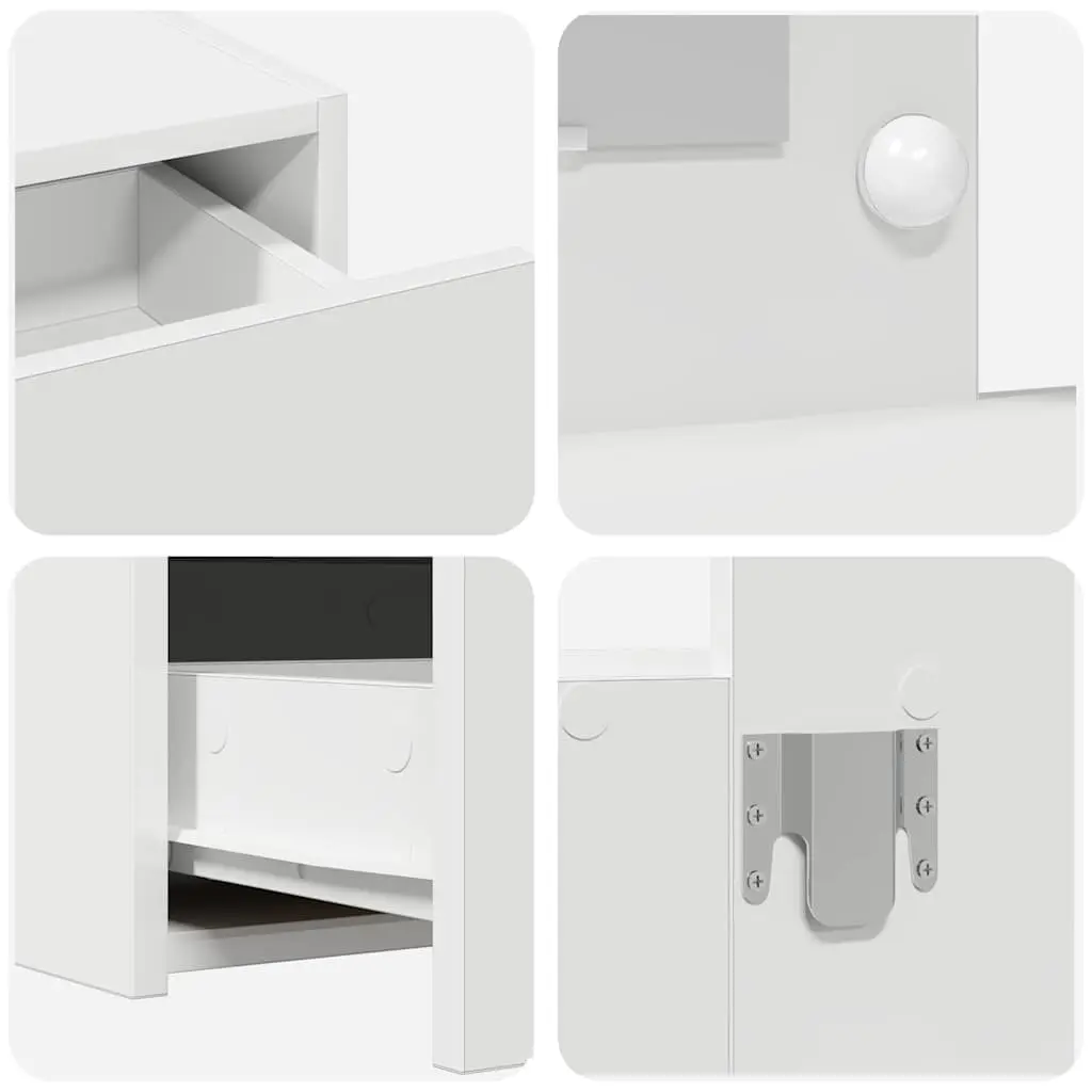 White Vanity Unit with Mirror and Storage Solutions