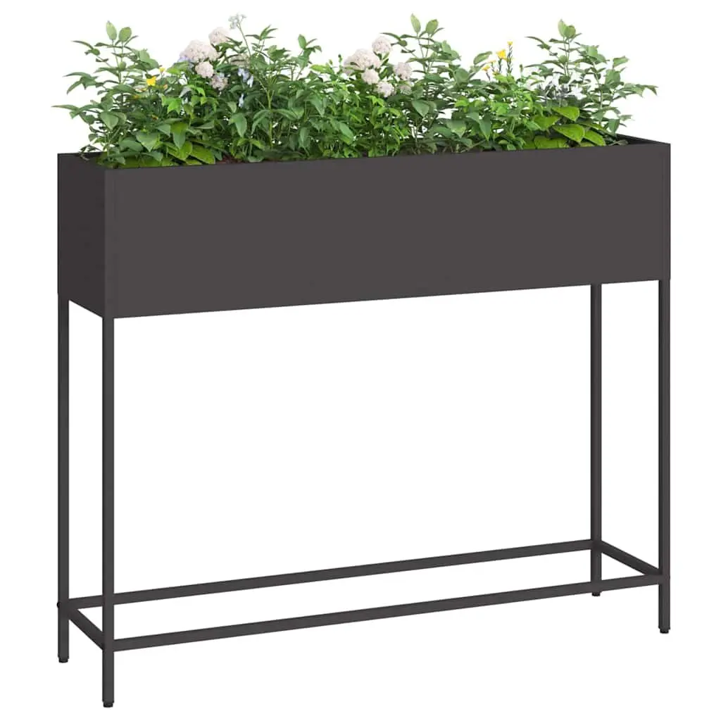 Raised Garden Planter Rectangular Metal Outdoor Gardening Bed Black Modern Style