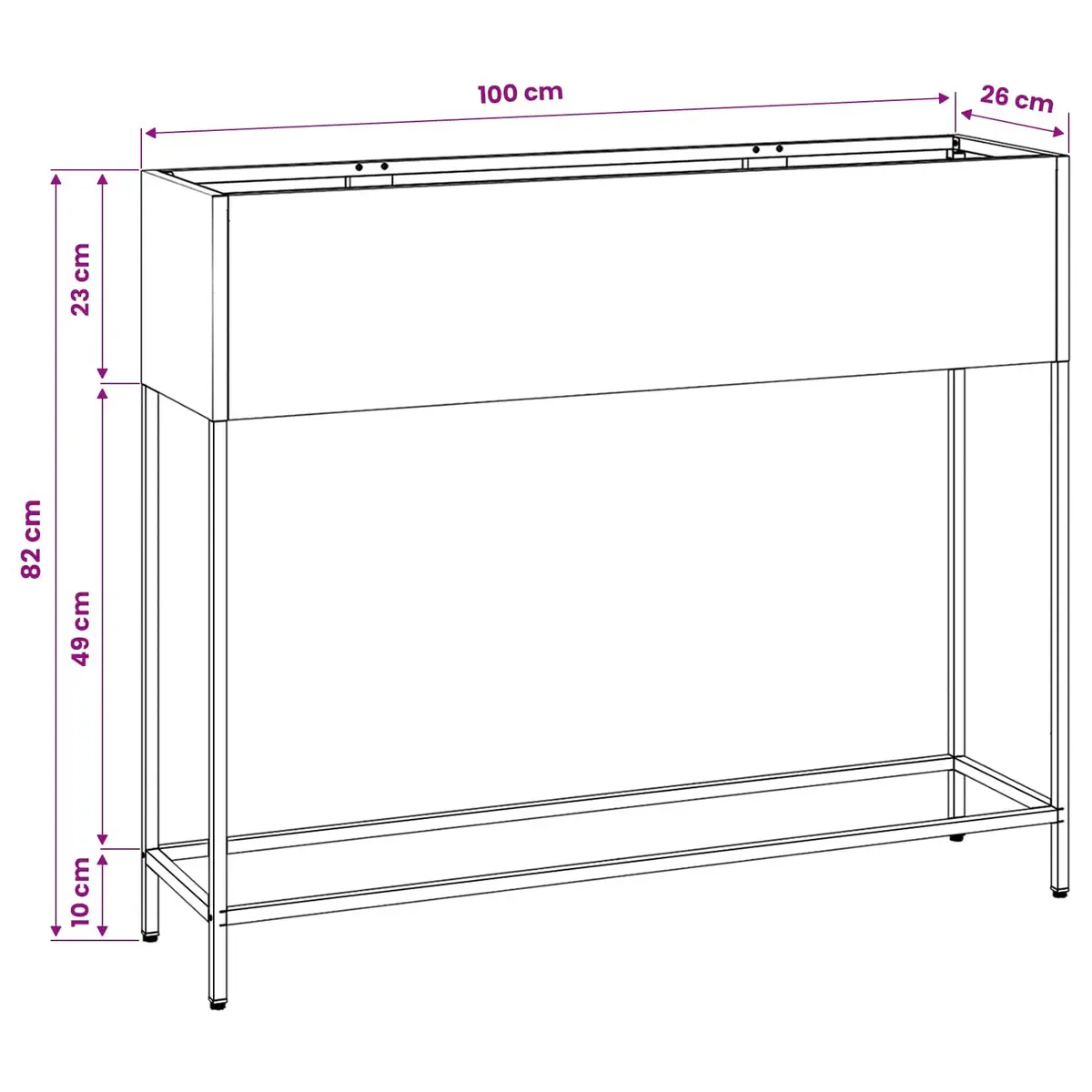 Raised Garden Planter Outdoor Rectangular 100 x 26 x 82 cm Anthracite Metal