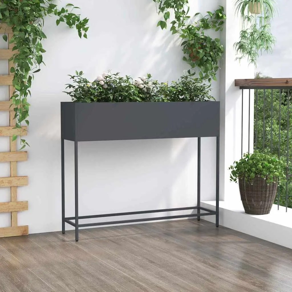 Raised Garden Planter Outdoor Rectangular 100 x 26 x 82 cm Anthracite Metal
