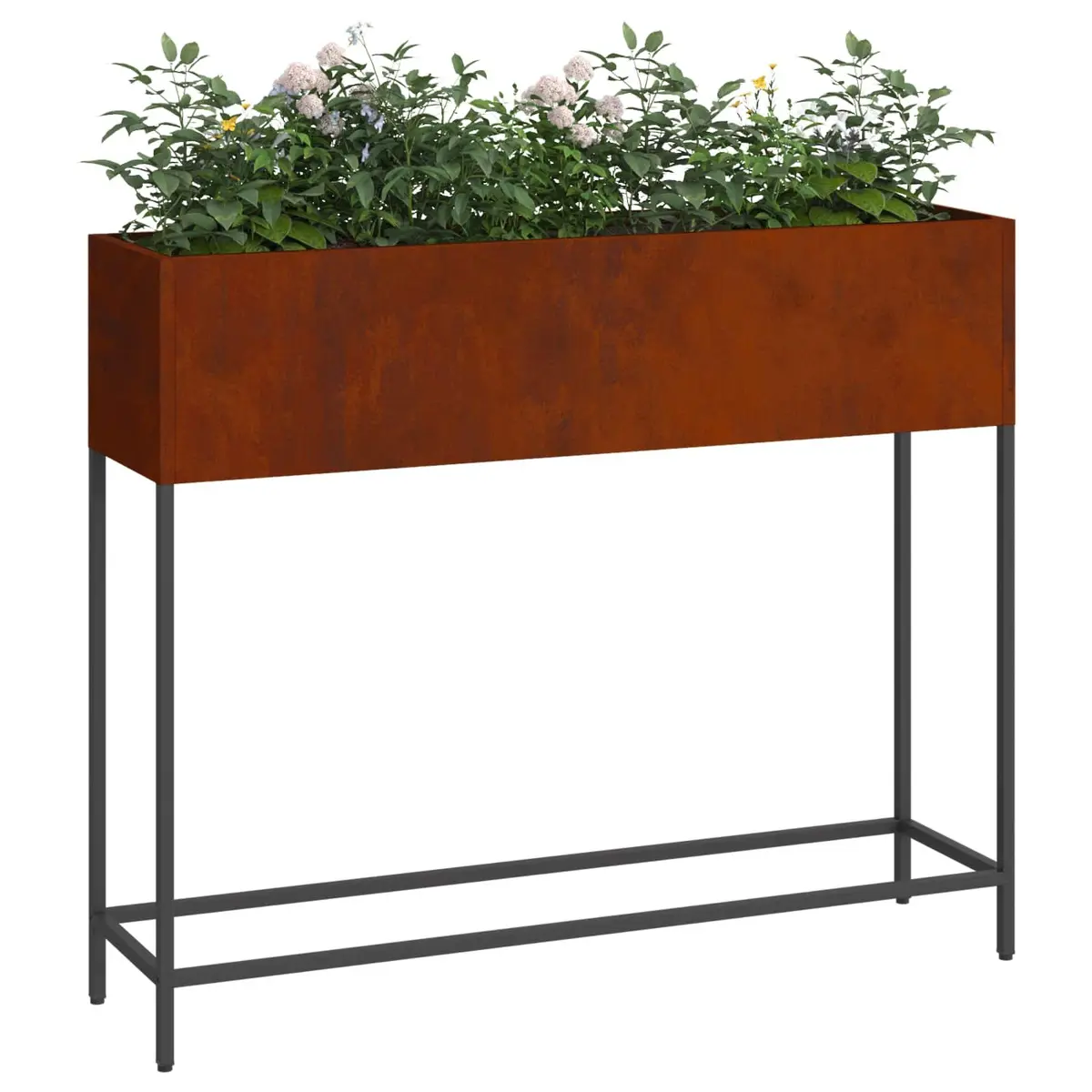 Raised Garden Planter Outdoor Rectangular 100x26x82cm Burnt Orange Weathering Steel