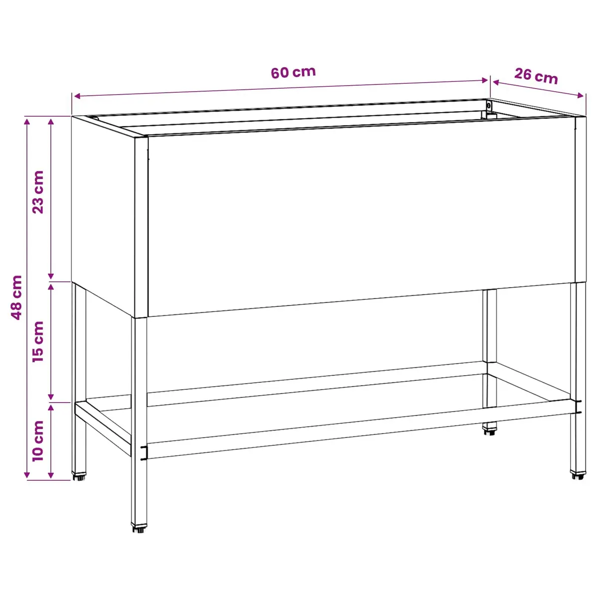 Raised Garden Planter Box Rectangular Outdoor Gardening Bed Steel Black 60 x 26 x 45 cm