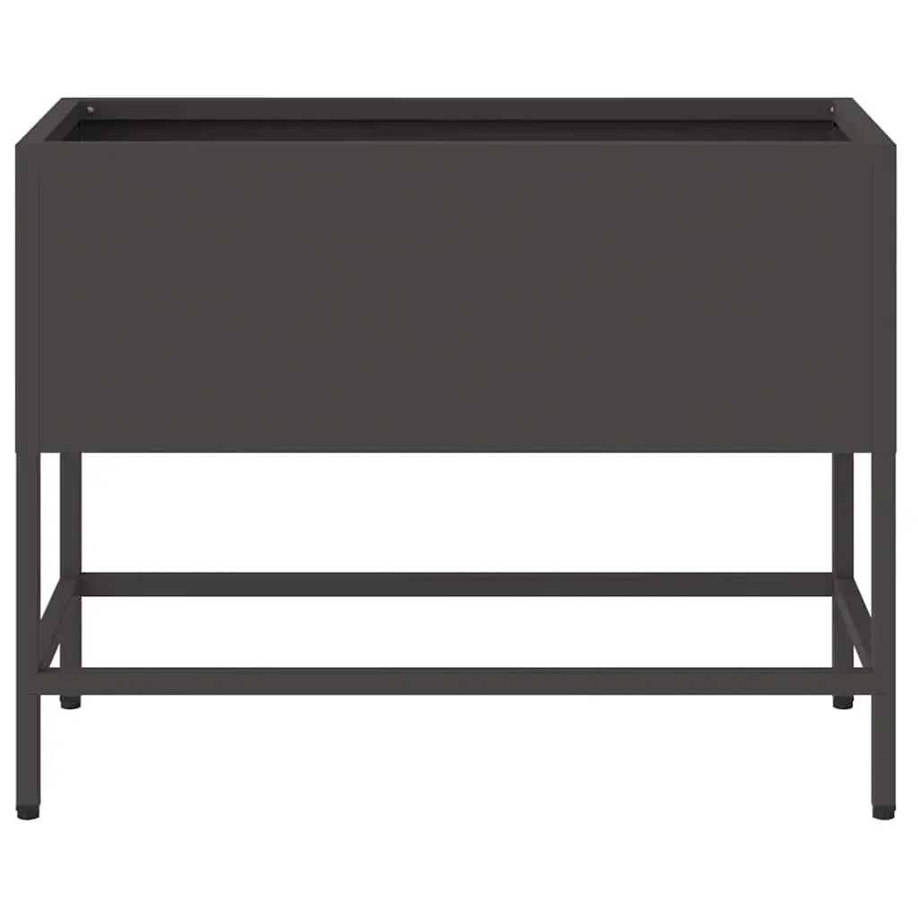 Raised Garden Planter Box Rectangular Outdoor Gardening Bed Steel Black 60 x 26 x 45 cm