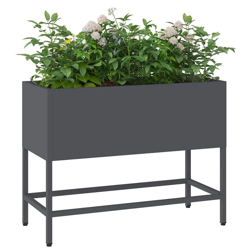 Raised Garden Planter Outdoor Gardening Bed Rectangular 60 x 26 x 45 cm Anthracite Steel