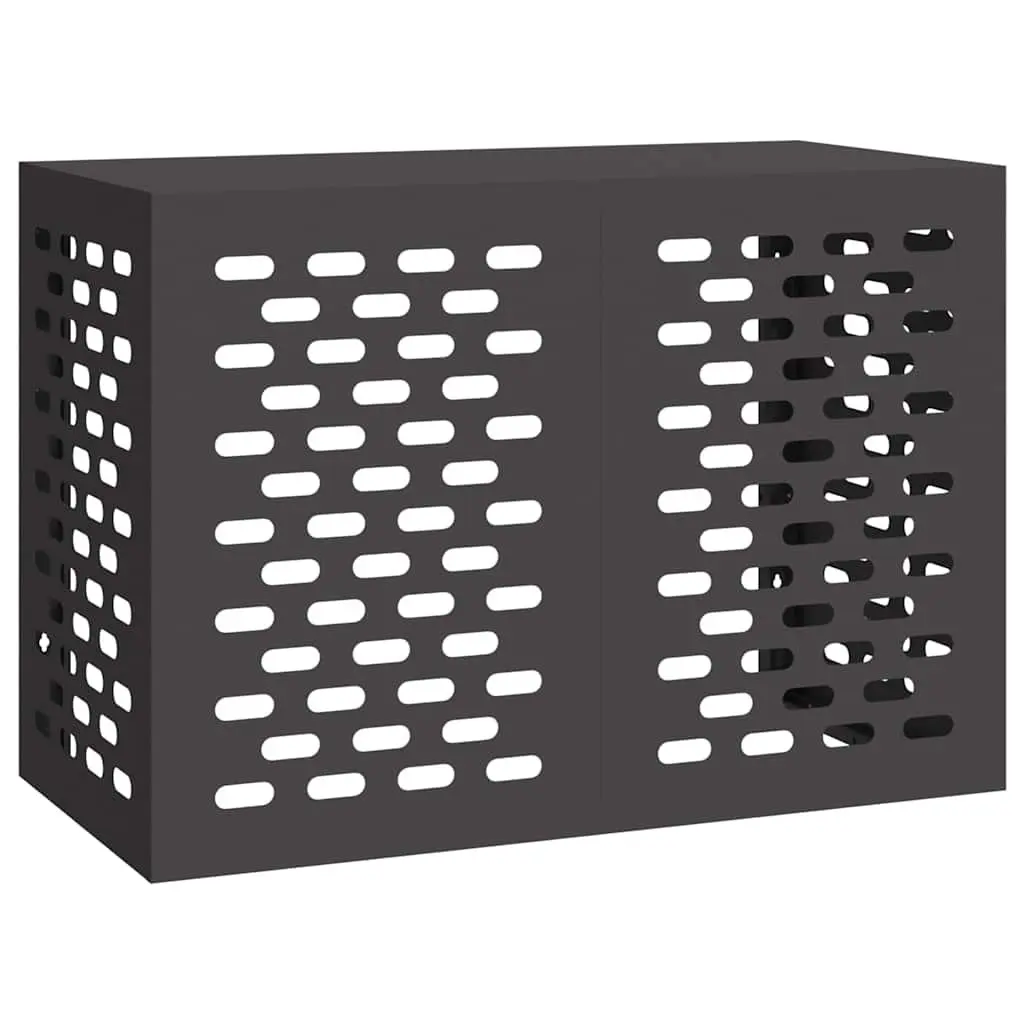 Air Conditioner Cover Protective Weather Shield Rectangular Black Steel 100 x 50 x 70 cm
