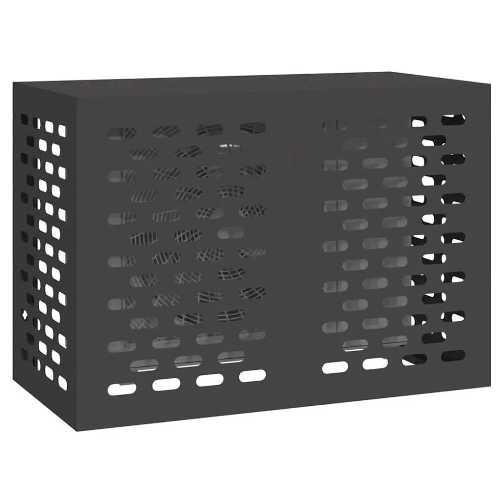 Air Conditioner Cover Protective Weather Shield Rectangular Black Steel 100 x 50 x 70 cm